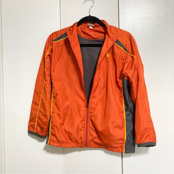 UNDER ARMOUR Windbreaker Jacket Orange Gray Yellow Gold Kids Youth Large - Picture 5 of 16